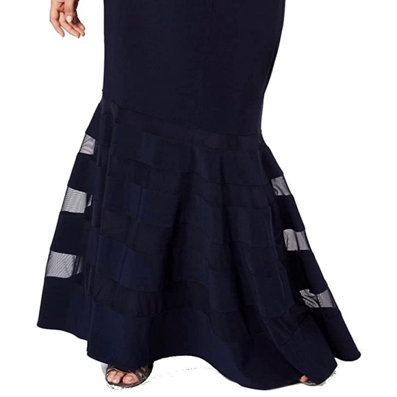 Formal Dress Plus Sz 18W XSCAPE Navy Short Sleeves - Picture 3 of 8